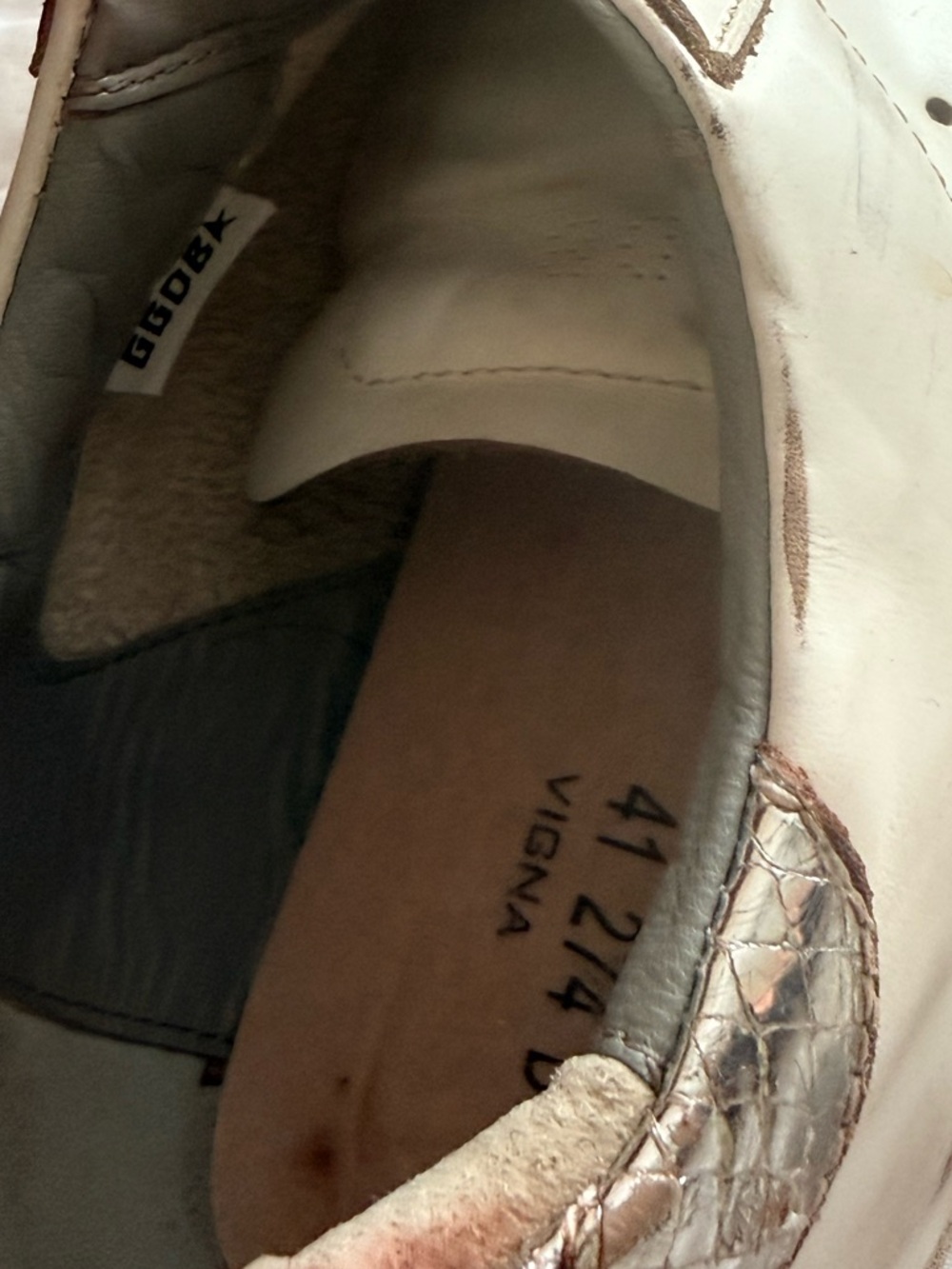 Golden Goose Superstar Sneakers White Taupe Star Distressed Leather 41 Italy - Picture 6 of 15